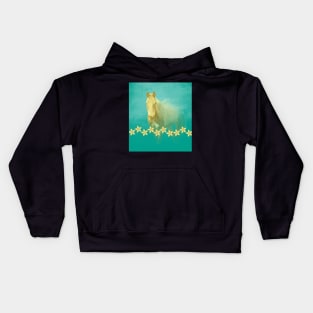 Golden ghost horse on teal Kids Hoodie